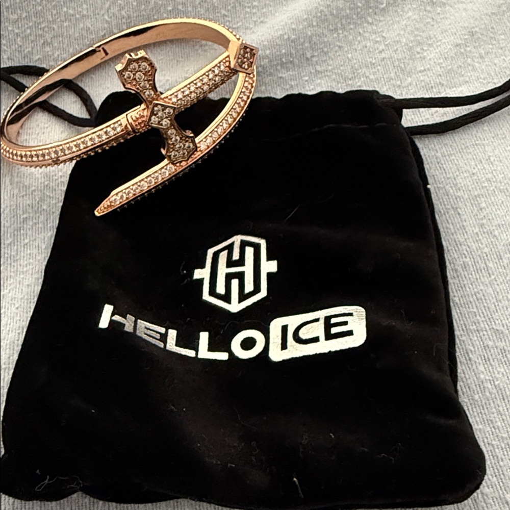Rose Gold Pave Cross Cuff Bracelet - Men Accessories Jewelry